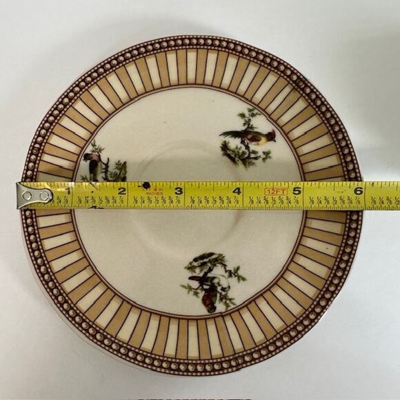 Burton & Burton Birds of Beauty Porcelain Tea Cup & Saucer Bird Center, Geo Rim - Picture 15 of 16